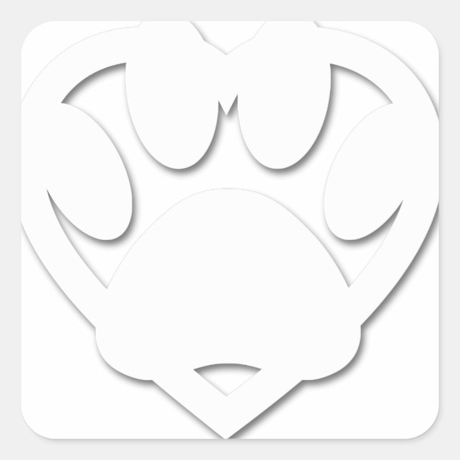 Paper Cut Dog Paw And Heart Shape Square Sticker (Front)