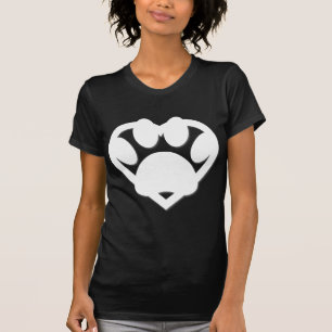 Paper Cut Dog Paw And Heart Shape T-Shirt