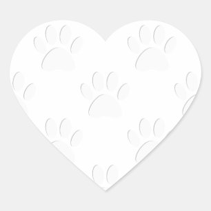 Paper Cut Dog Paw Pattern Heart Sticker