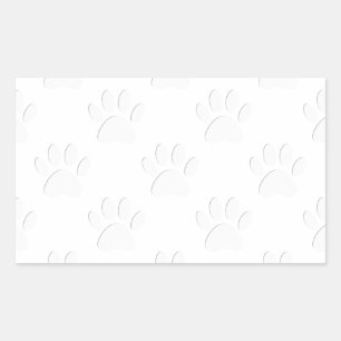 Paper Cut Dog Paw Pattern Rectangular Sticker