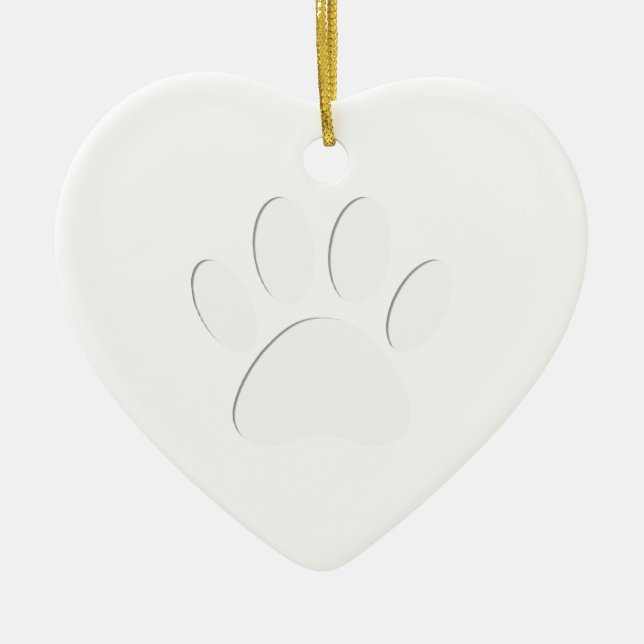 Paper Cut Dog Paw Print Ceramic Tree Decoration (Front)