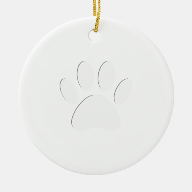Paper Cut Dog Paw Print Ceramic Tree Decoration (Front)