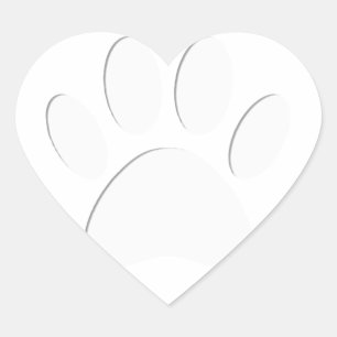 Paper Cut Dog Paw Print Heart Sticker