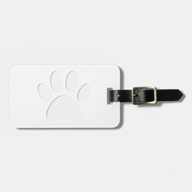 Paper Cut Dog Paw Print Luggage Tag (Front Horizontal)