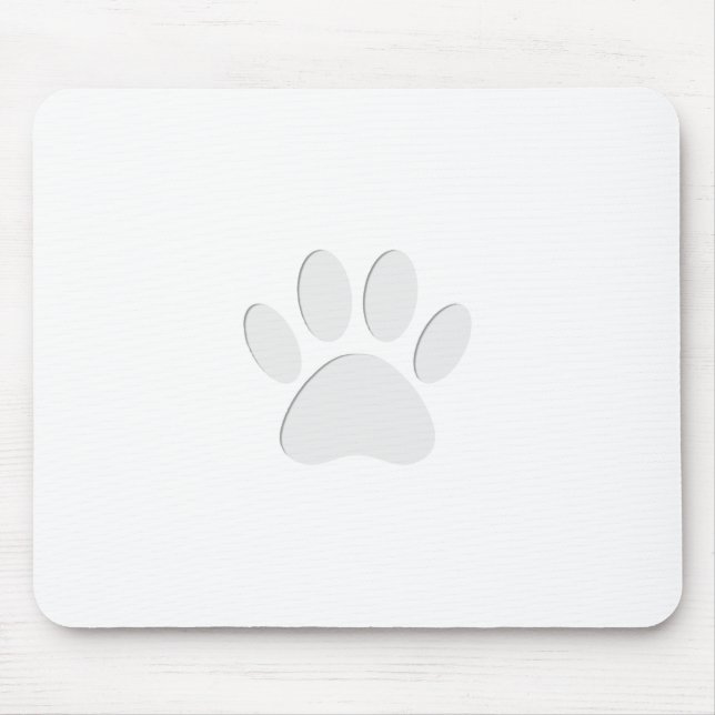Paper Cut Dog Paw Print Mouse Mat (Front)