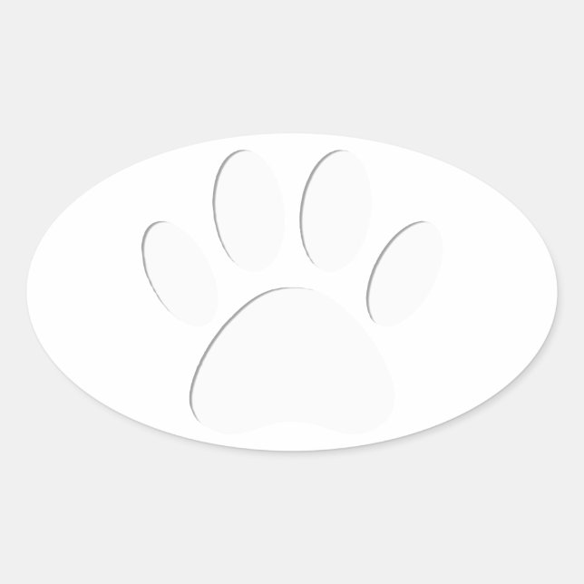Paper Cut Dog Paw Print Oval Sticker (Front)