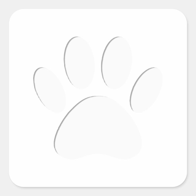 Paper Cut Dog Paw Print Square Sticker (Front)