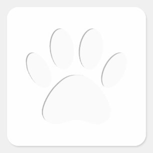 Paper Cut Dog Paw Print Square Sticker