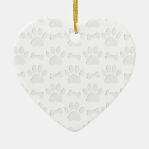 Paper Cut Dog Paws And Bones Pattern Ceramic Tree Decoration