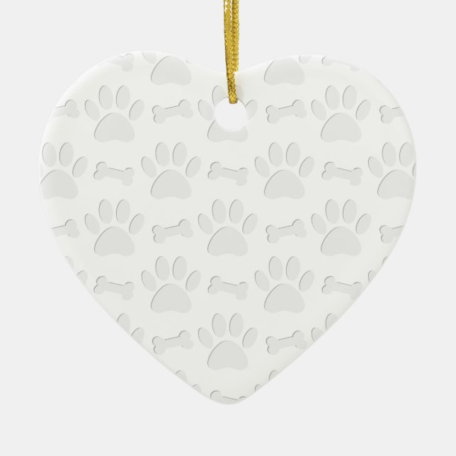 Paper Cut Dog Paws And Bones Pattern Ceramic Tree Decoration (Front)
