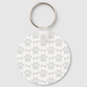 Paper Cut Dog Paws And Bones Pattern Key Ring