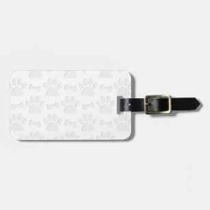 Paper Cut Dog Paws And Bones Pattern Luggage Tag