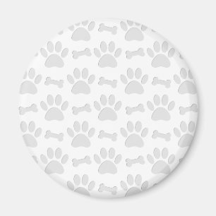 Paper Cut Dog Paws And Bones Pattern Magnet
