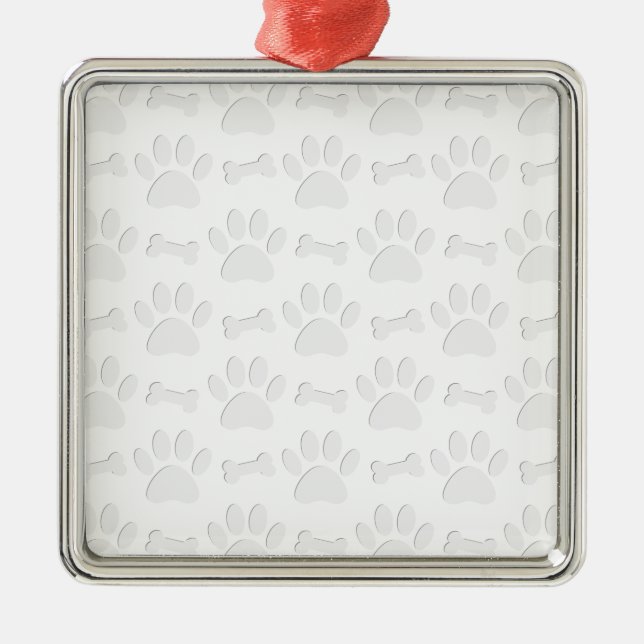 Paper Cut Dog Paws And Bones Pattern Metal Tree Decoration (Front)
