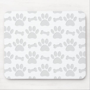 Paper Cut Dog Paws And Bones Pattern Mouse Mat