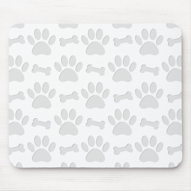 Paper Cut Dog Paws And Bones Pattern Mouse Mat (Front)