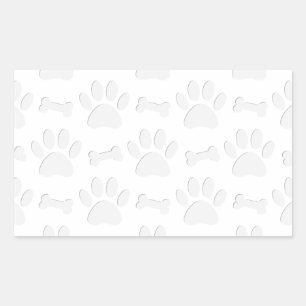 Paper Cut Dog Paws And Bones Pattern Rectangular Sticker