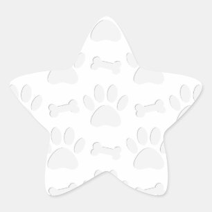 Paper Cut Dog Paws And Bones Pattern Star Sticker