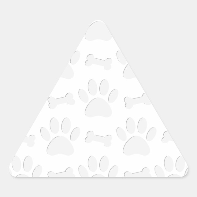 Paper Cut Dog Paws And Bones Pattern Triangle Sticker (Front)