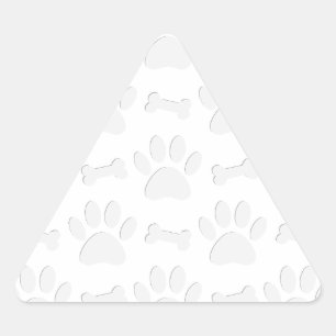 Paper Cut Dog Paws And Bones Pattern Triangle Sticker