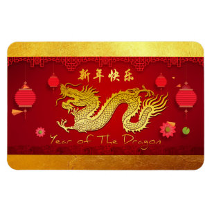 Paper-cut Dragon Chinese Year Stylized Lantern RcM Magnet
