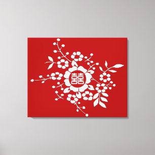Paper Cut Flowers • Double Happiness Canvas Print