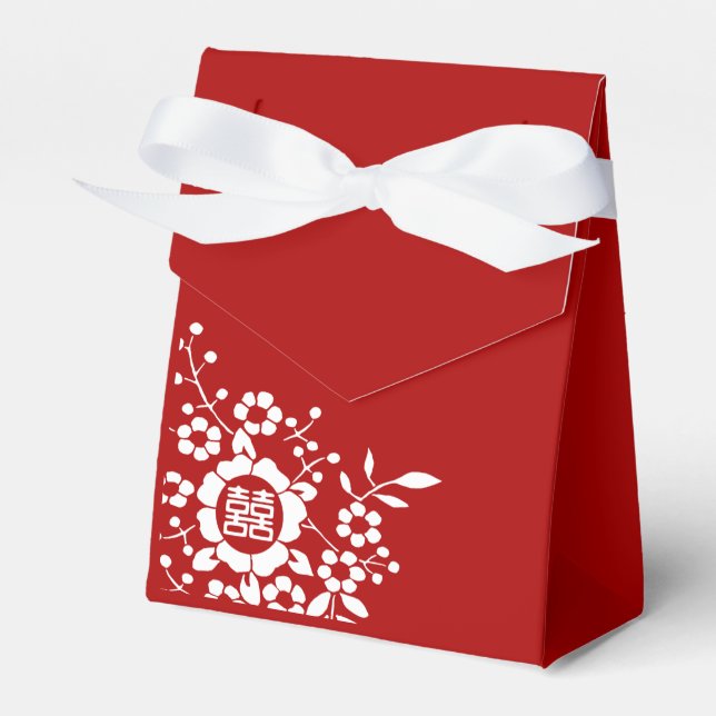 Paper Cut Flowers • Double Happiness Favour Box (Front Side)