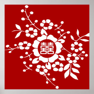 Paper Cut Flowers • Double Happiness Poster