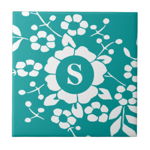 Paper Cut Flowers • Monogram Tile