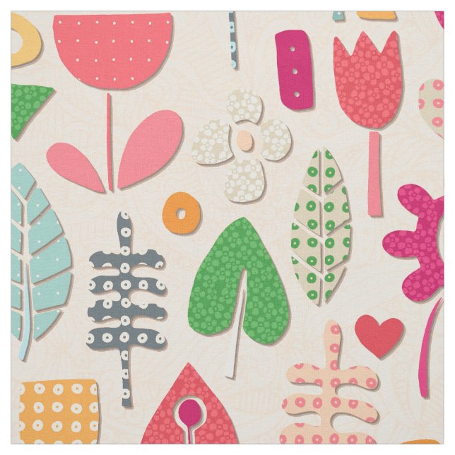 paper cut flowers peach fabric (Swatch)