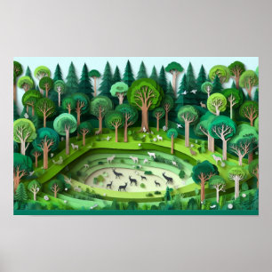 Paper Cut Forest Poster