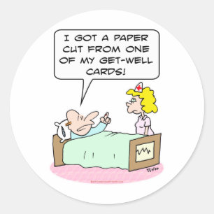 paper cut get well cards classic round sticker