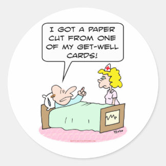 paper cut get well cards classic round sticker