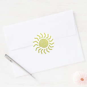 Paper Cut Yellow Sun Print Classic Round Sticker