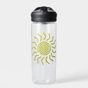 Paper Cut Yellow Sun Print Water Bottle