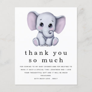 PAPER Cute Elephant Baby Shower Thank You