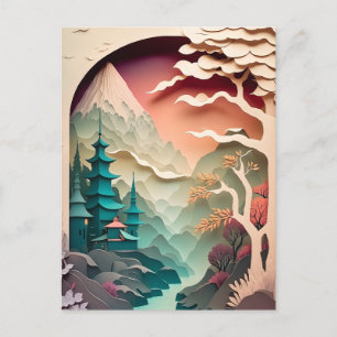 Paper Cutout Landscape Postcard