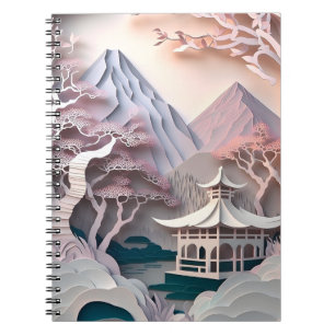 Paper Cutout Pavilion Landscape sprial photo Notebook