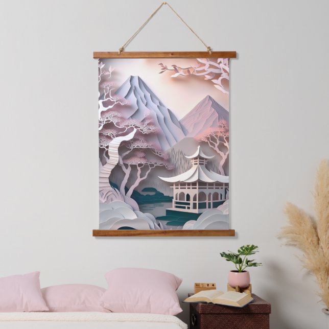 Paper Cutout Pavilion Landscape Wall Tapestry (Bedroom)