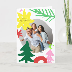 Paper Cutouts Modern Abstract Christmas Photo Card