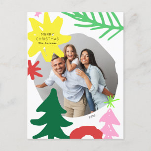 Paper Cutouts Modern Abstract Christmas Photo Card