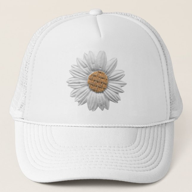 PAPER DAISY FLOWER DIGITAL REALISM SCRAPBOOKING NA TRUCKER HAT (Front)