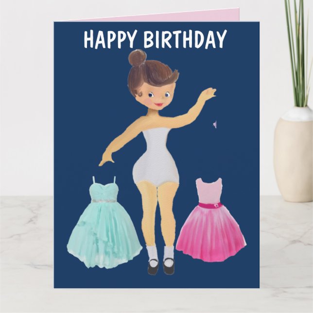 PAPER DOLL 5X7 BIRTHDAY CARD FOR GIRL (Front)