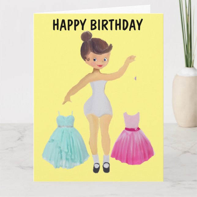 PAPER DOLL 5X7 BIRTHDAY CARD FOR GIRL (Front)
