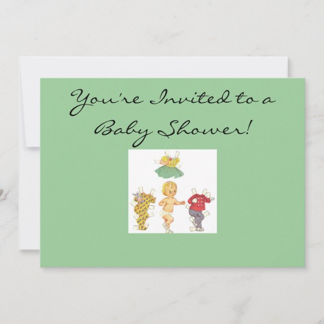 Paper Doll Baby Shower Invitation (Front)