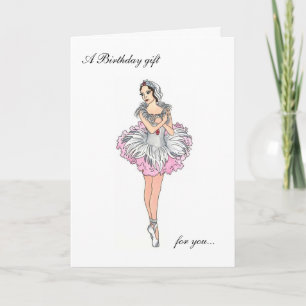Paper doll ballerina Happy Birthday Card