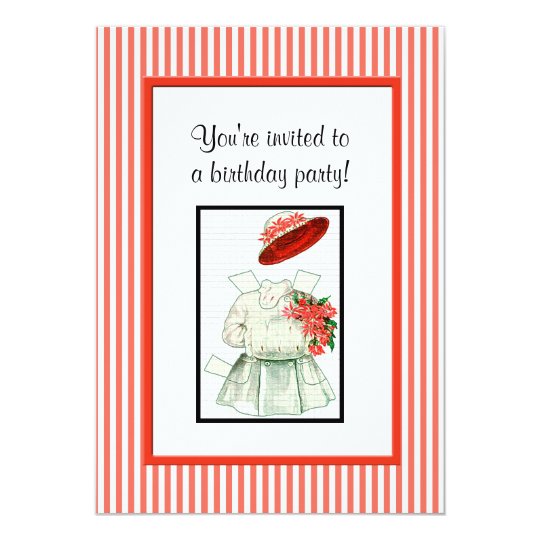 Paper Doll Birthday Party Card