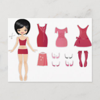 Paper doll cut postcard