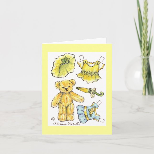 Paper Doll Teddy Blank Note Card (Front)