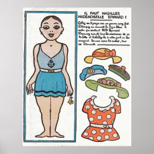 Paper Doll, Woman Beach, France Poster